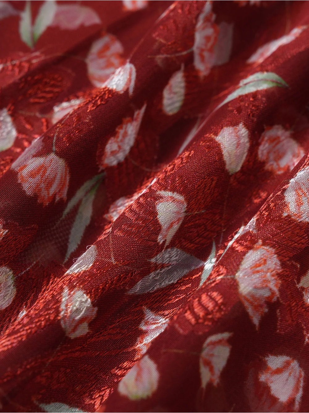 Rihoas Wine Red Floral Slip Midi Dress - Picture 8 of 9